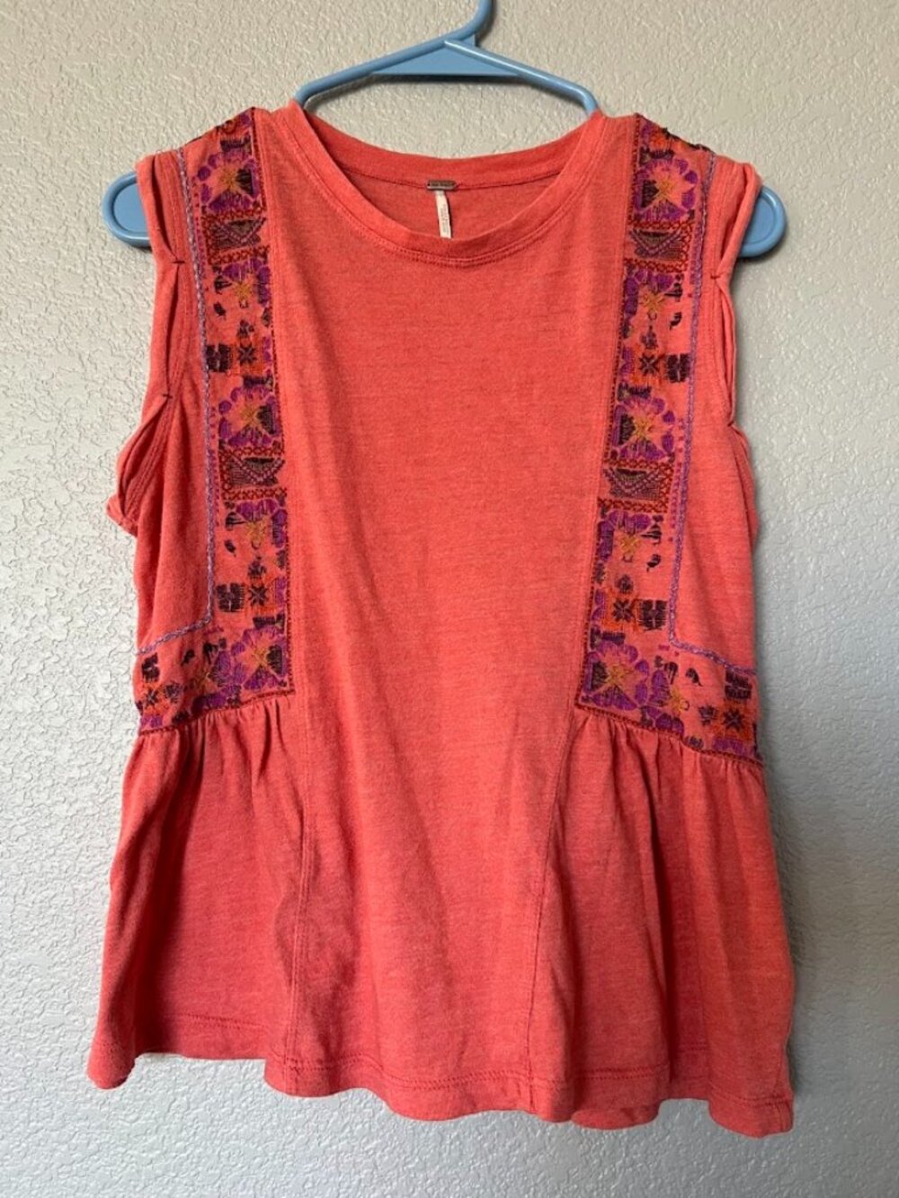 Free People Embroidered Marcy Sleeveless Tank Top Blouse Size Small